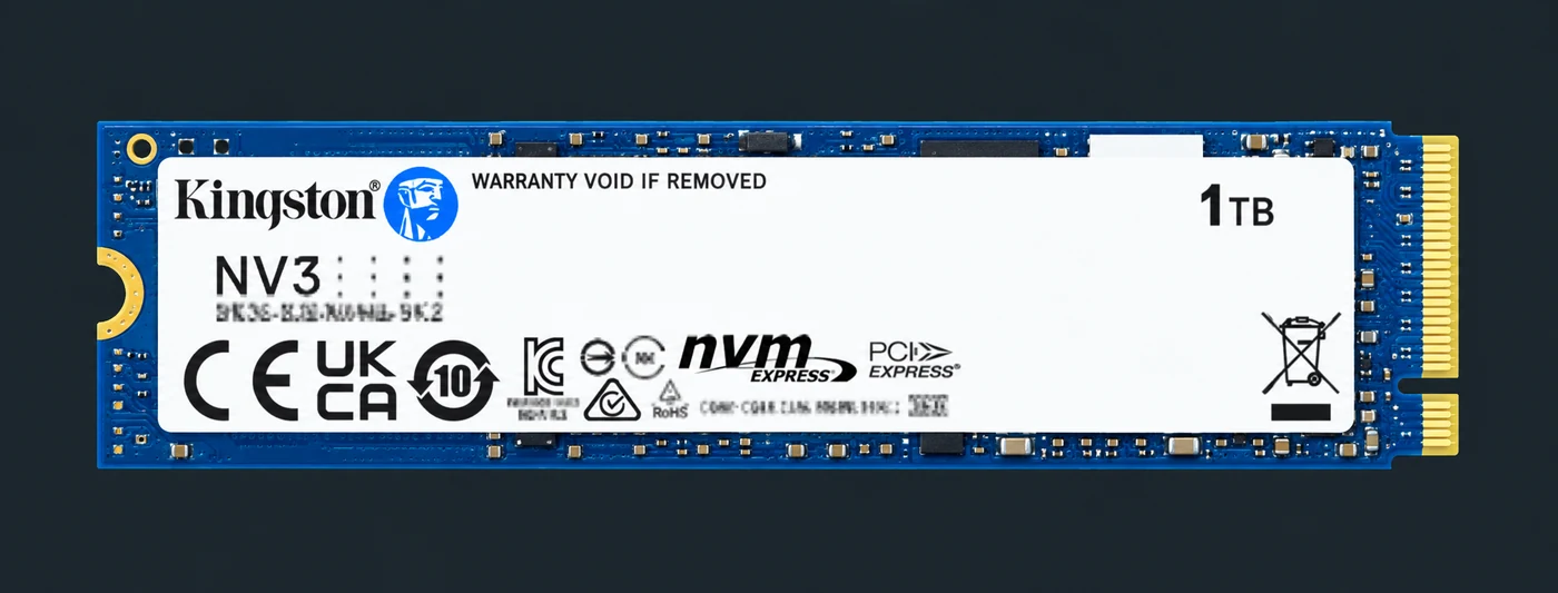 Product visualization: Kingston NV3 1TB NVMe Gen4 M.2